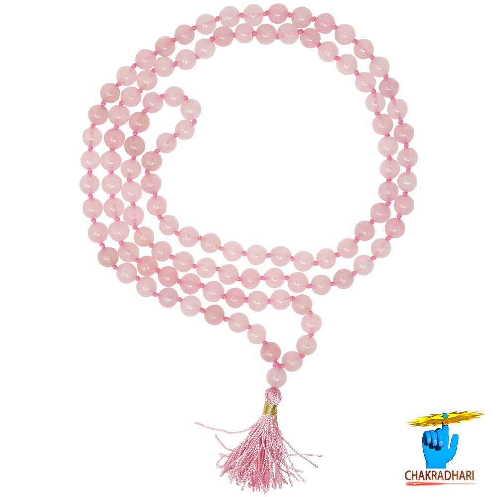 Rose Quartz Mala 108 Plus 1 Beads for Jaap or Wearing 8mm or 6mm