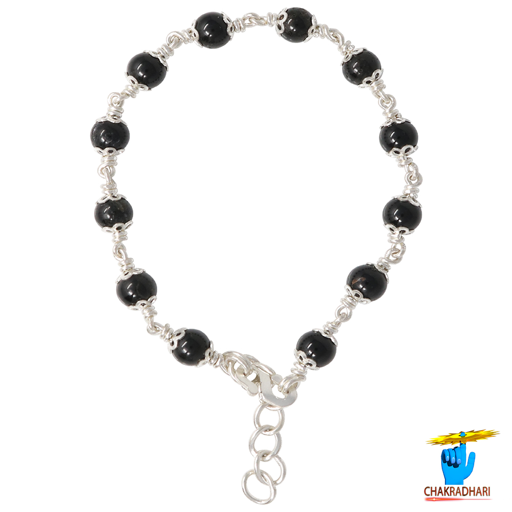 999 Silver Black Obsidian Bracelet For Male And Female -