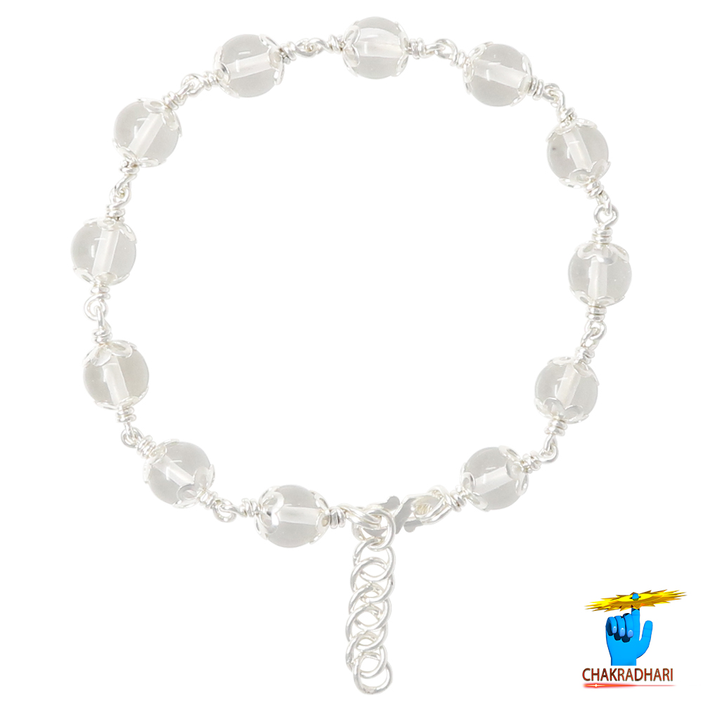 999 Silver Clear Crystal Bracelet For Male And Female -