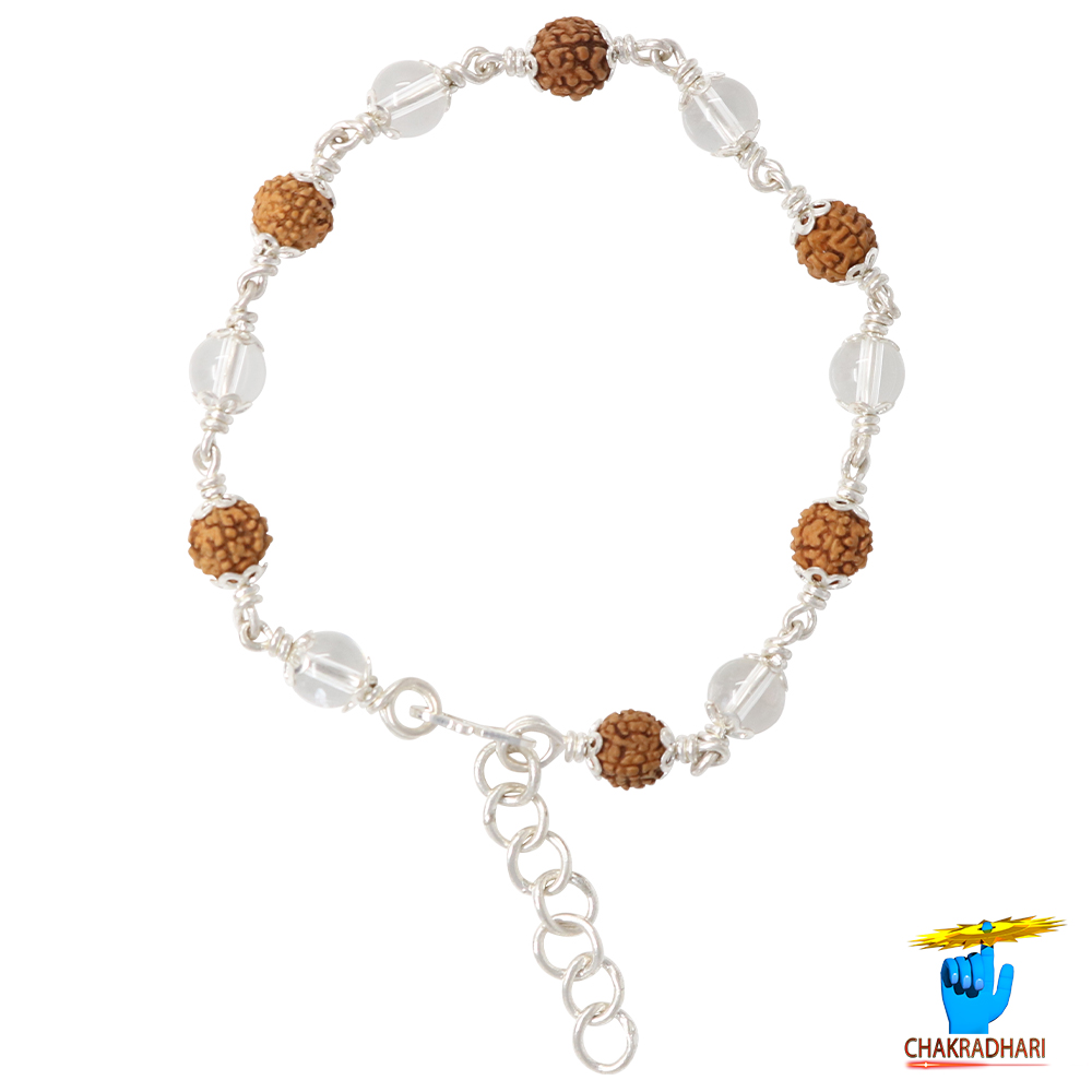 999 Silver Rudraksha Sphatik Bracelet For Male And Female -