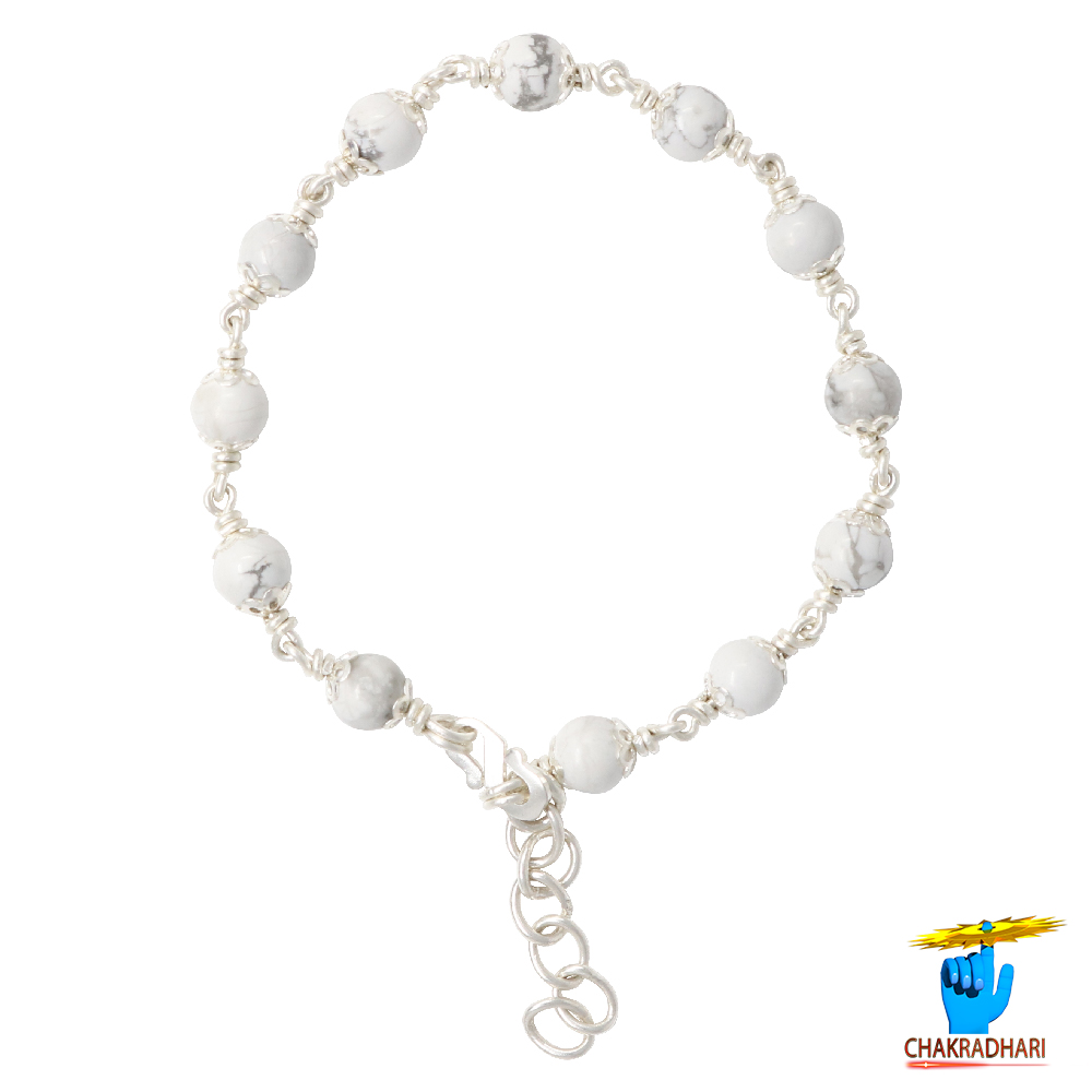 999 Silver Howlite Bracelet For Male And Female -