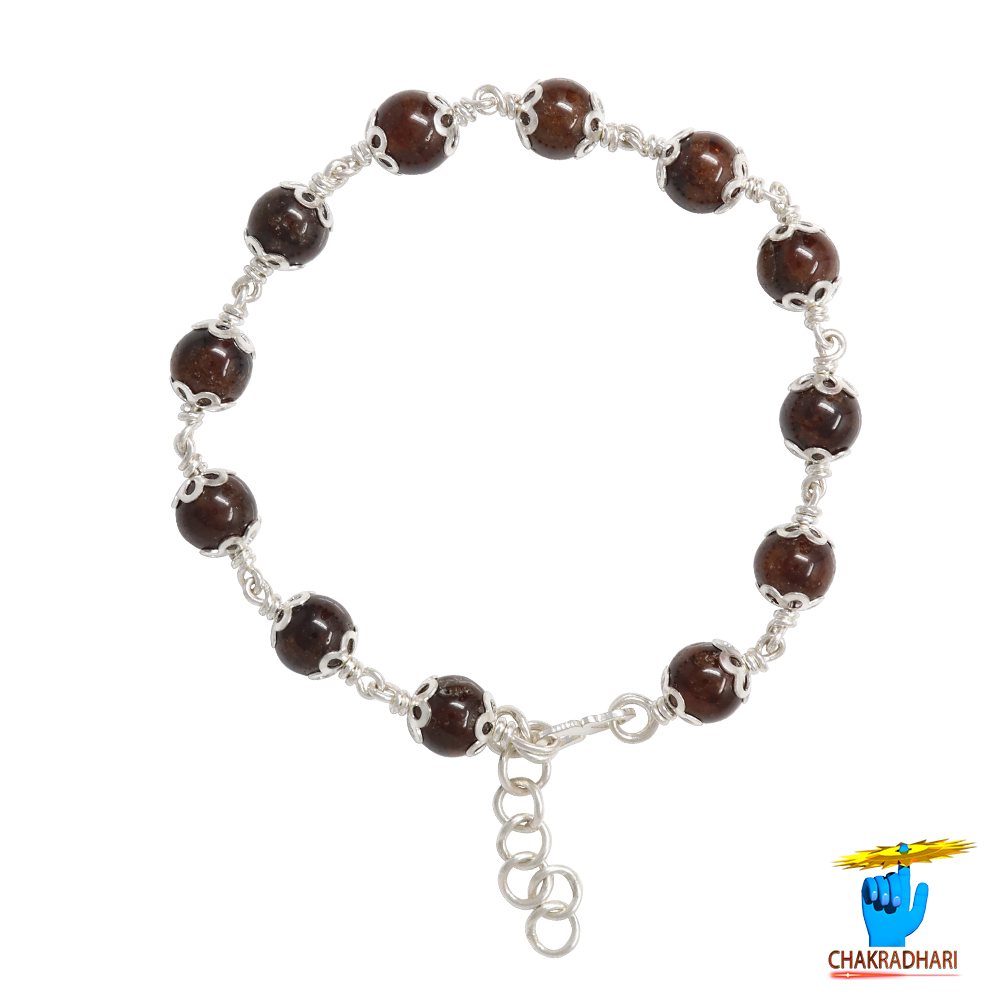 999 Silver Hessonite Bracelet For Male And Female -