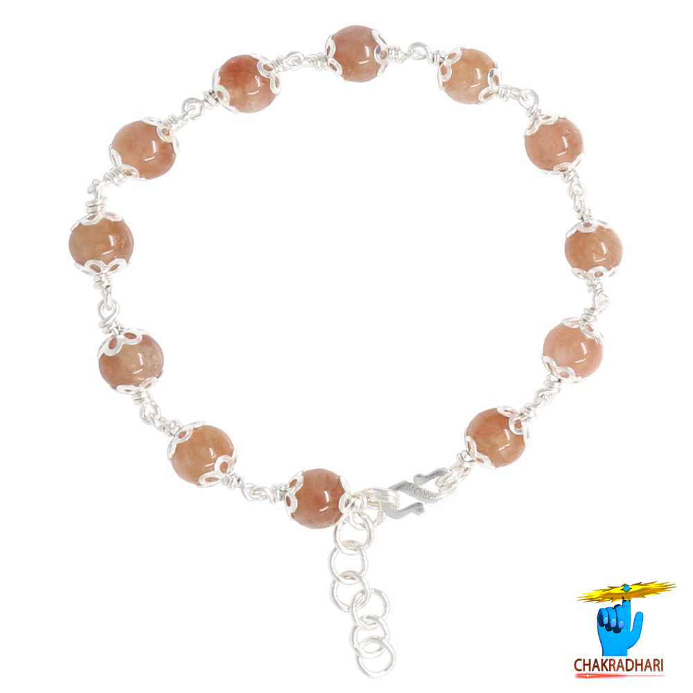 999 Silver Sun Stone Bracelet For Male And Female -