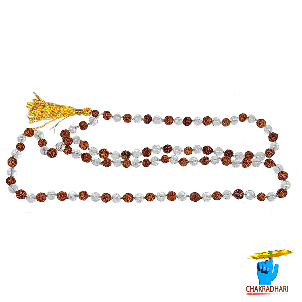 Rudraksh Sphatik Wearing Mala 108 Plus 1 Beads -