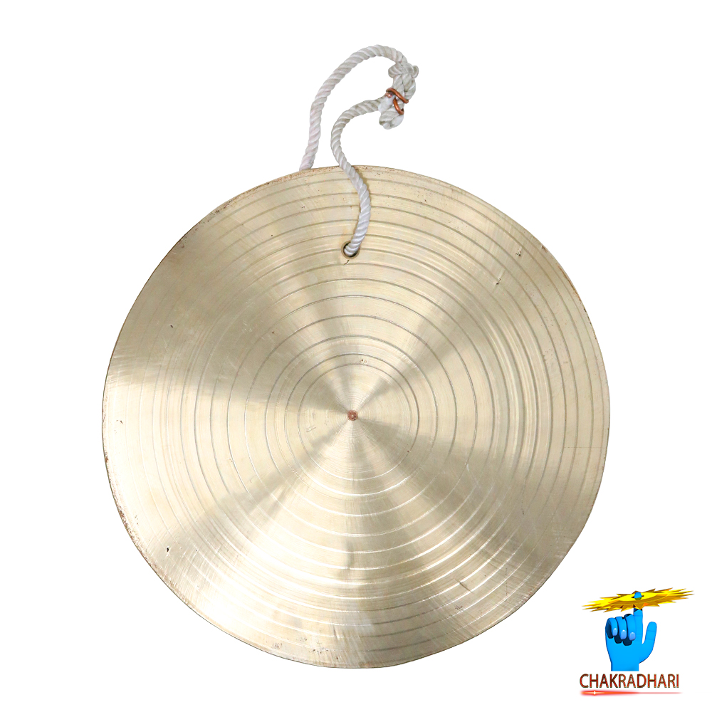 Phool Bronze Big Size Round Jhalar Bell With Wooden Hammer -