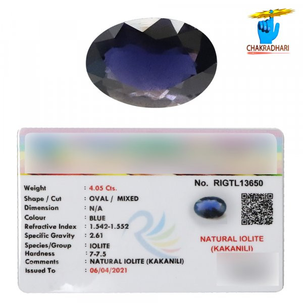 405 Carats Iolite Gemstone With Silver Ring Or Pendant -