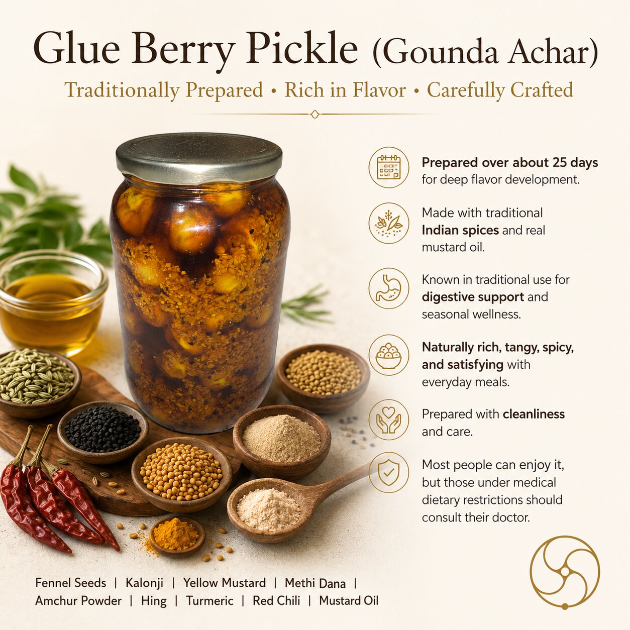 Rajasthani Homemade Glue Berry Pickle 1 kg or 500 grams Gounda Achar