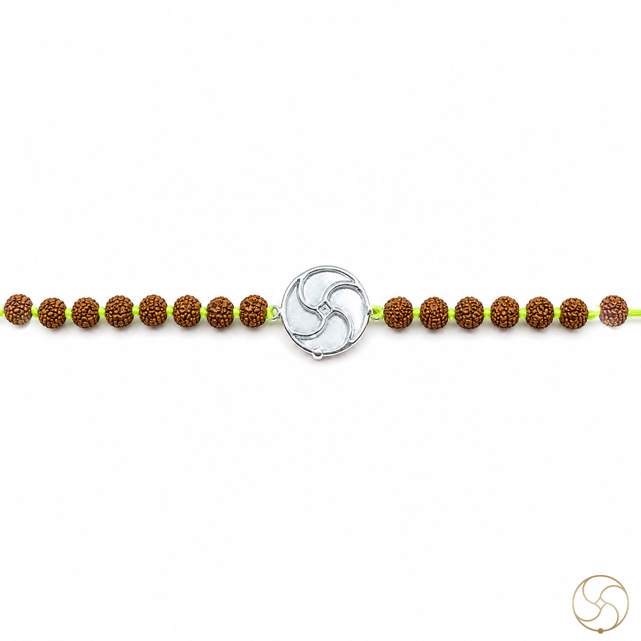 999 Silver Chakradhari Logo with Rudraksha Bead Rakhi