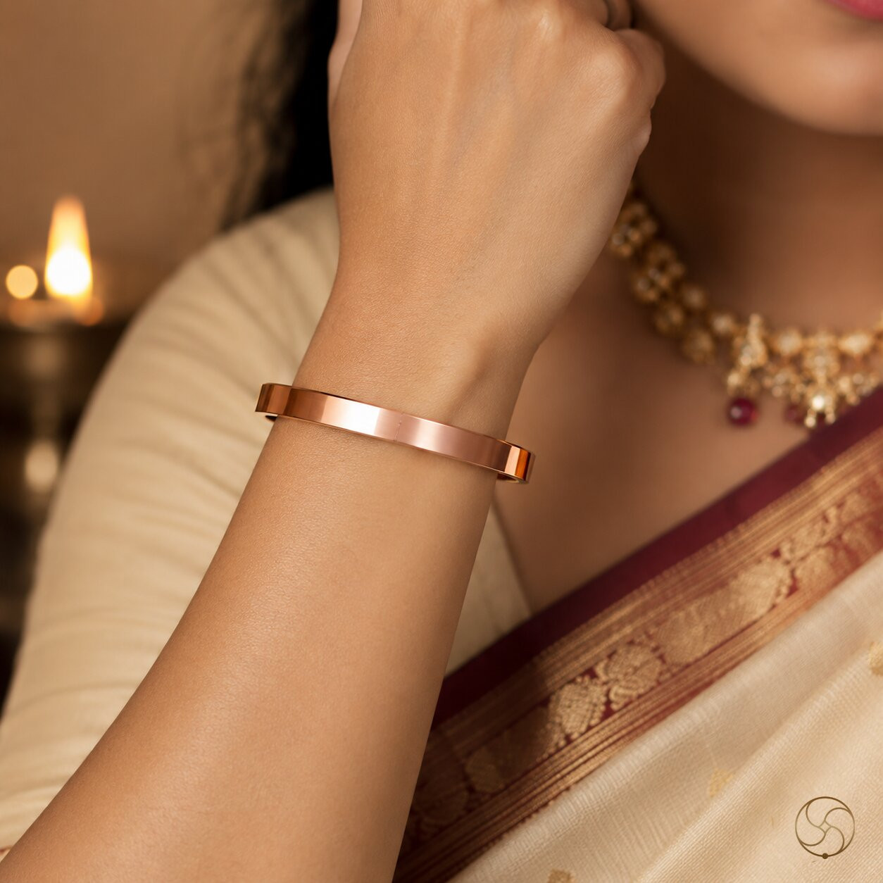 Nepaliya Copper Lathe Flat Bangle