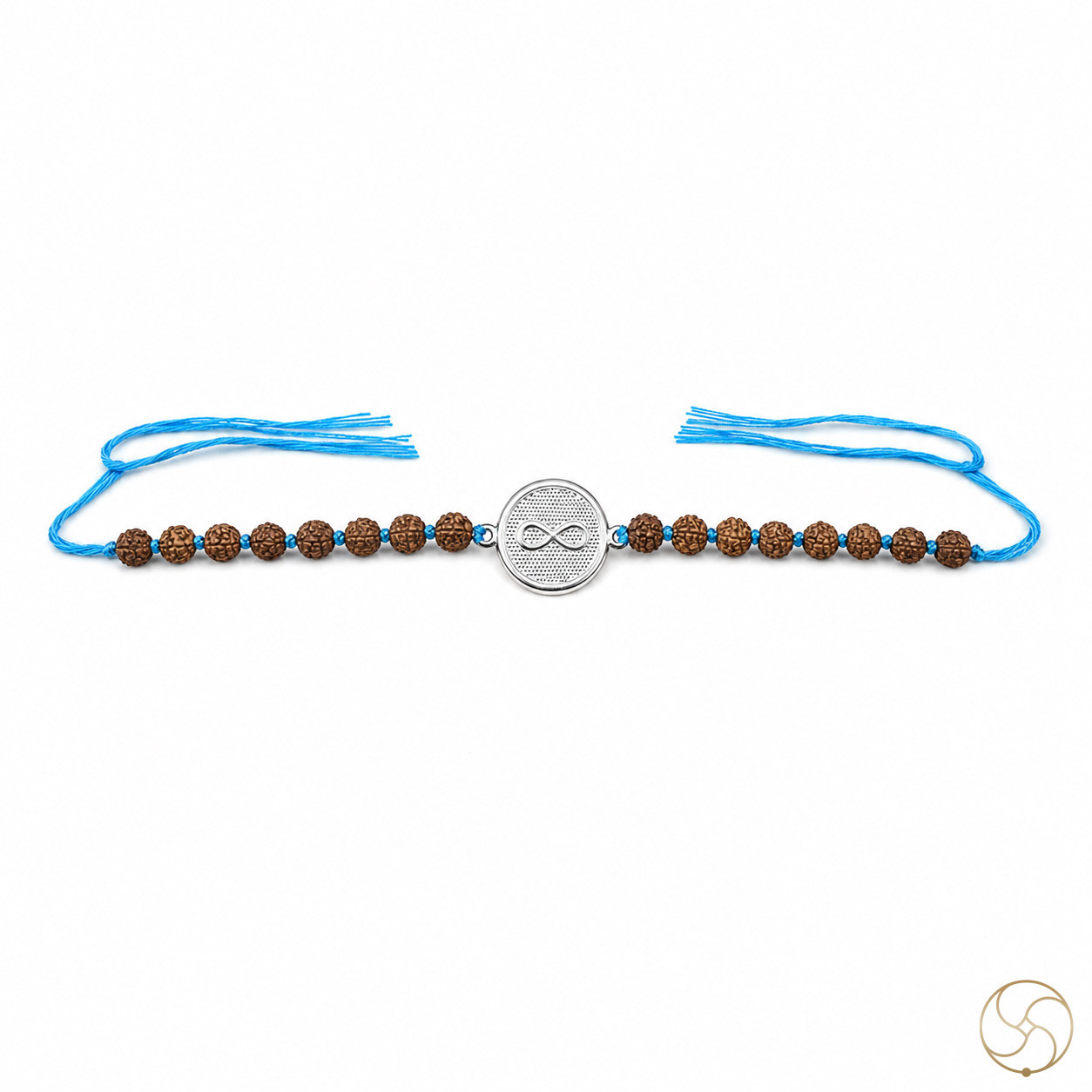 999 Silver Infinity Symbol Charm with Rudraksha Bead Rakhi