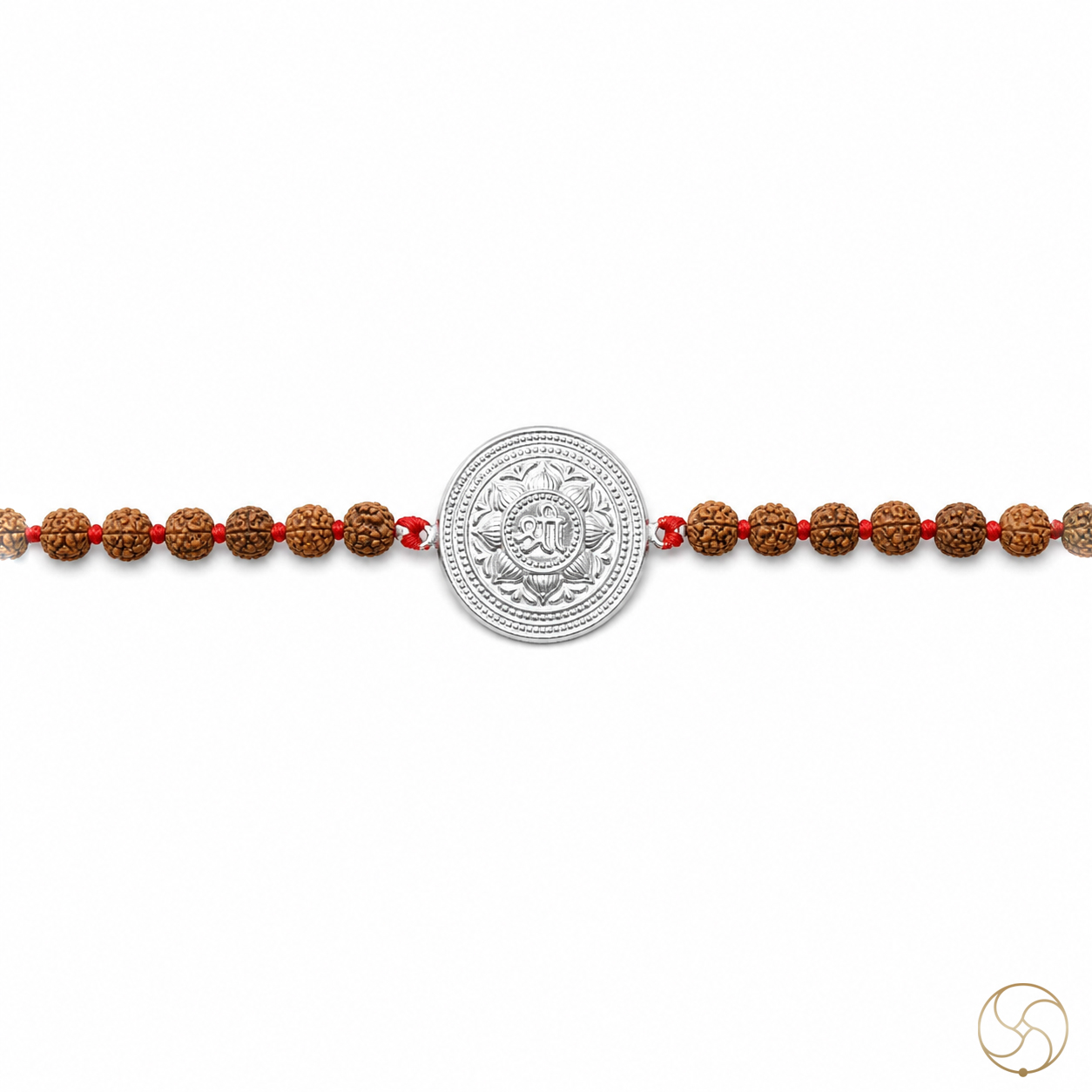 999 Silver Shree Charm with Rudraksha Bead Rakhi