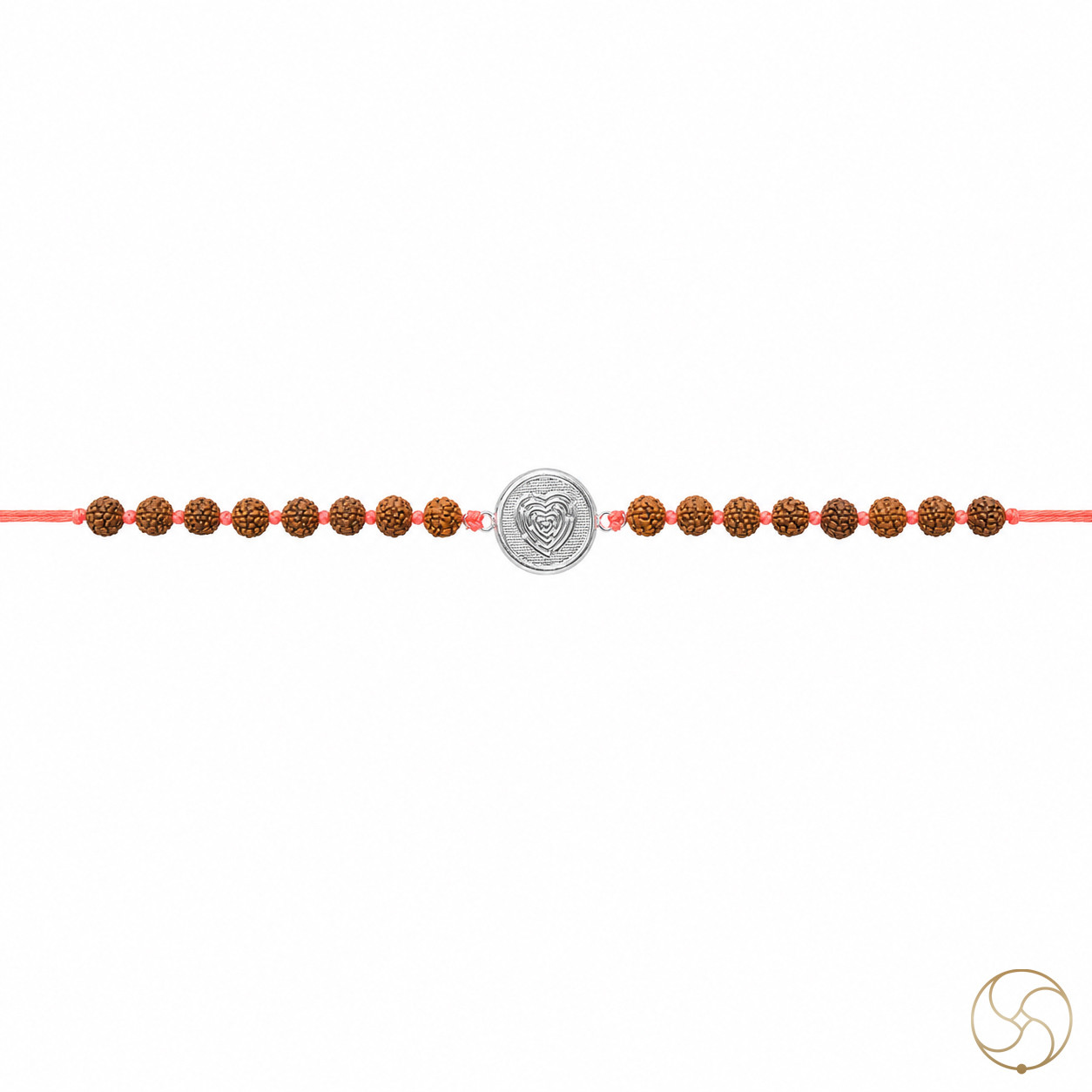 999 Silver Heart Charm with Rudraksha Bead Rakhi
