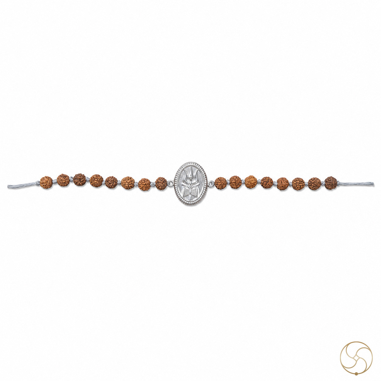 999 Silver Trishul Charm with Rudraksha Bead Rakhi