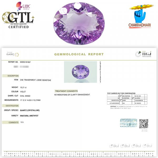 1521 Carats Amethyst Katela Jamuniya Stone With Silver Ring Or Pendant -