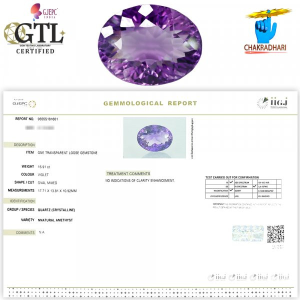 1591 Carats Amethyst Katela Jamuniya Stone With Silver Ring Or Pendant -