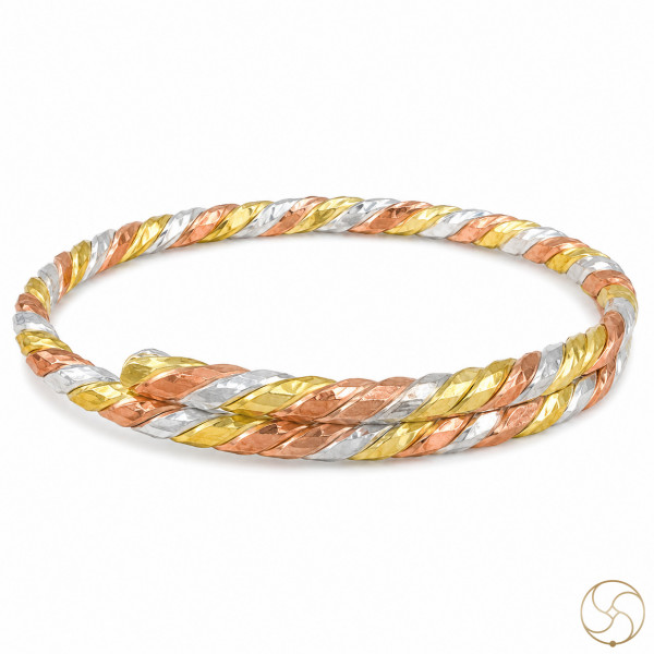 Image of Brass, Silver And Copper Twisted Triveni Bangle