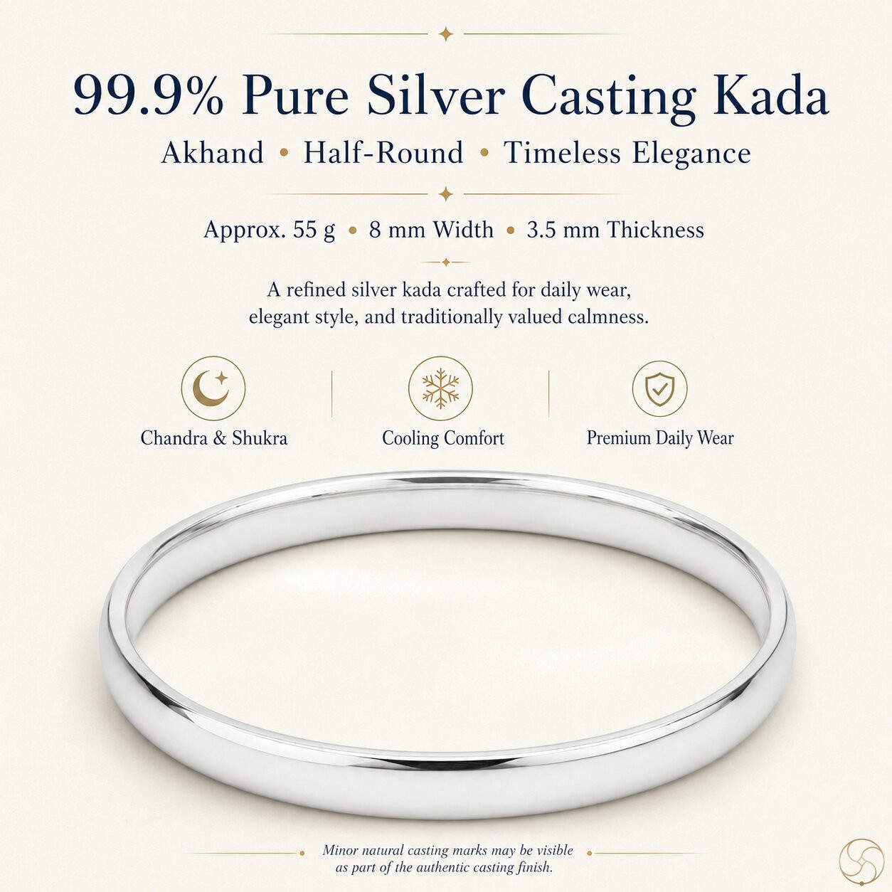 999 Silver Casting Bangle  No Joint