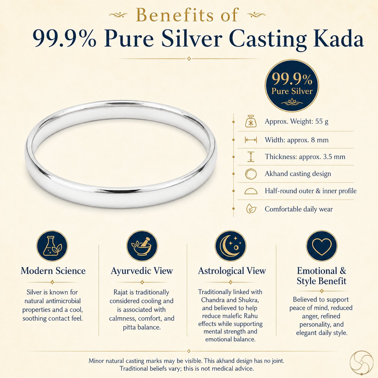 999 Silver Casting Bangle  No Joint