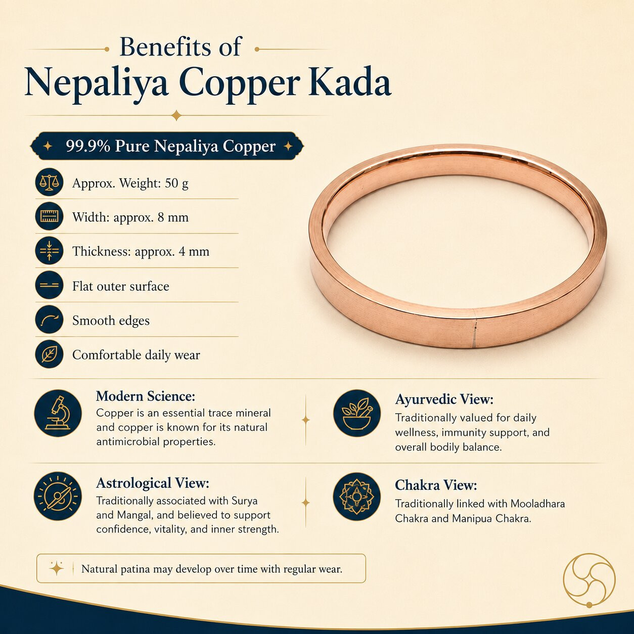 Nepaliya Copper Lathe Flat Bangle