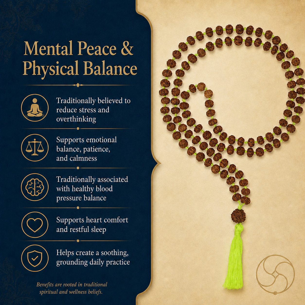 5 Mukhi Pathri Rudraksha Mala 1081 Beads