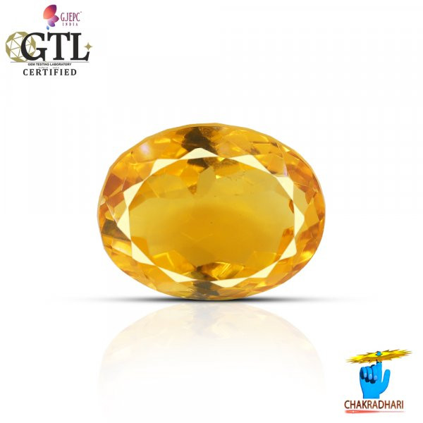 Image of 09.66 Carats Natural Citrine (Sunehla) Stone With Ring Or Pendant - प्राकर्तिक सिट्रीन (सुनहला) स्टोन