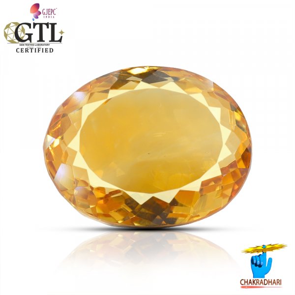Image of 12.56 Carats Natural Citrine (Sunehla) Stone With Ring Or Pendant - प्राकर्तिक सिट्रीन (सुनहला) स्टोन