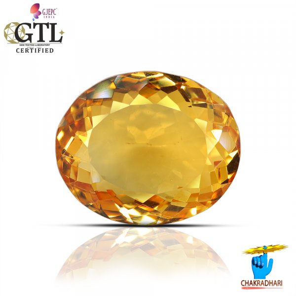 Image of 10.64 Carats Natural Citrine (Sunehla) Stone With Ring Or Pendant - प्राकर्तिक सिट्रीन (सुनहला) स्टोन