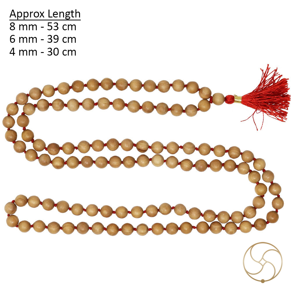 Pure White Sandalwood Mala 1081 beads for Jaap or Wearing 8mm or 6mm or 4mm