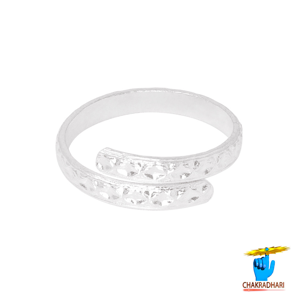 999  Silver Chokor Booti Leg Finger Toe Ring Pair -           39gm