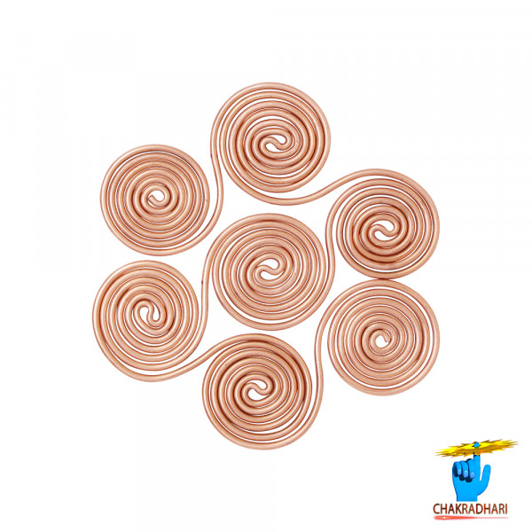 Image of 99.9% Nepaliya Copper EMF Protector 7 circle  Triskelion Energy Coil -  नेपालिया तांबा सप्तचक्र उर्जा घूर्णन कुंडली