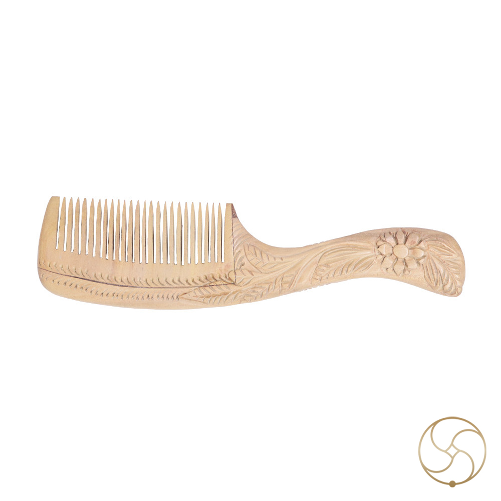 Floral Leaf Sandalwood Comb
