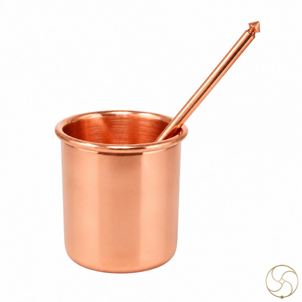 Image of 99.9% Nepaliya Copper Vedic Panchpatra and Aachmani Set