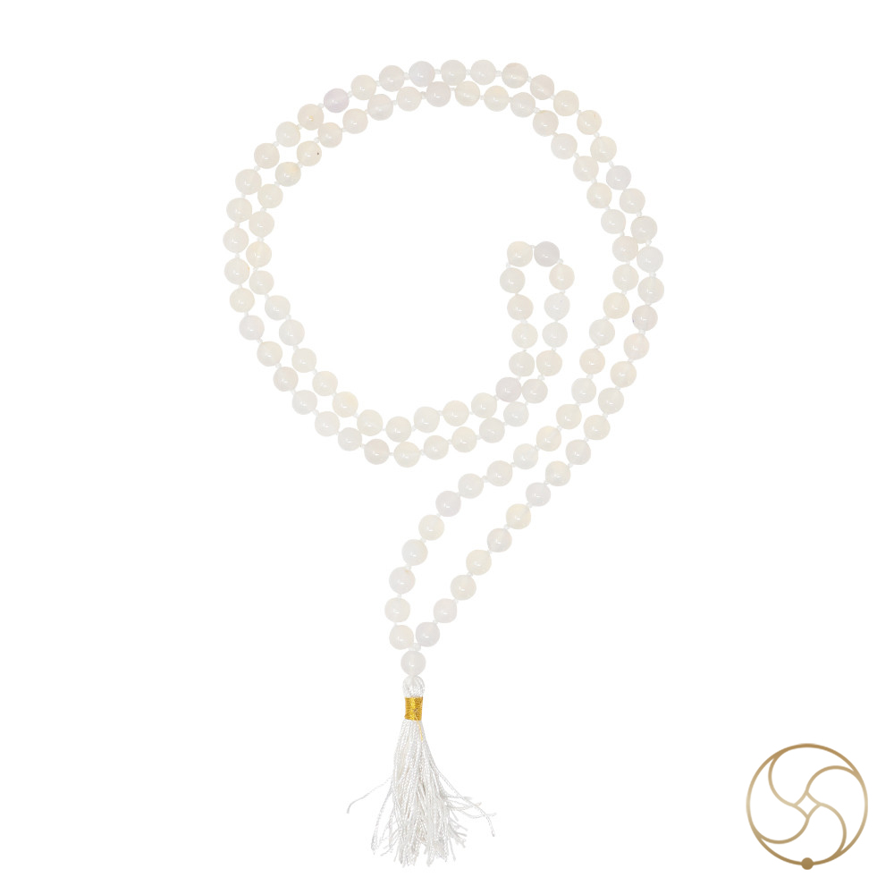 White Agate Mala With 108 Plus 1 Beads for Jaap 8mm