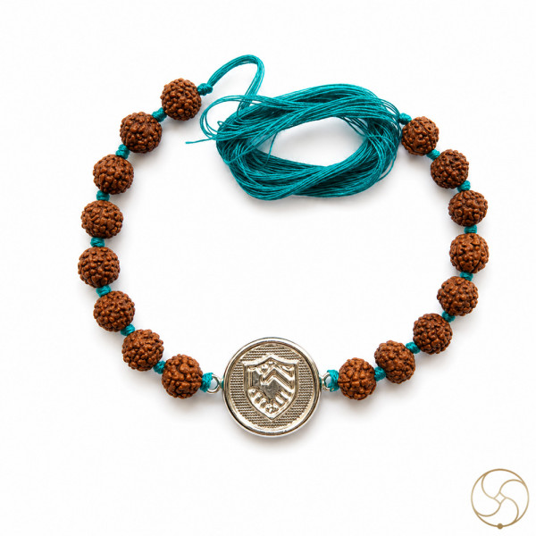 Image of 99.9% Silver Brotherhood Charm with Natural Rudraksha Bead Rakhi
