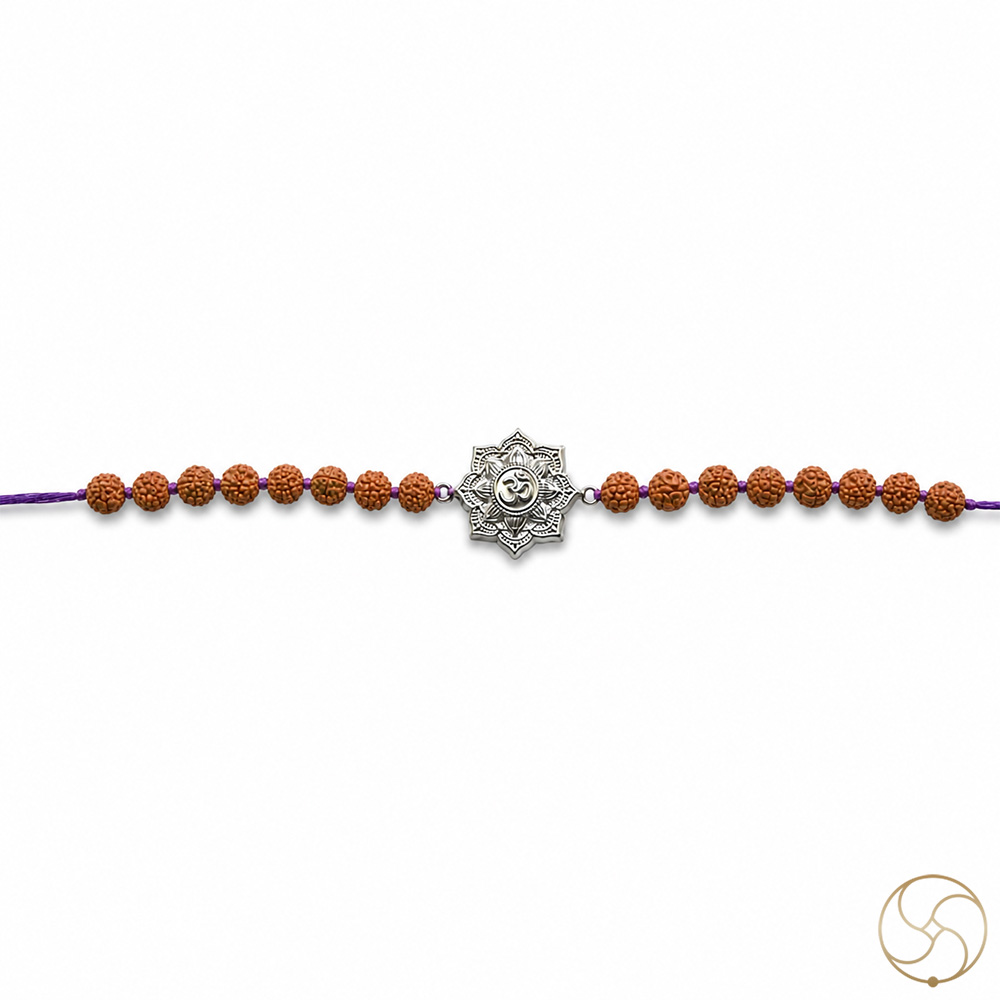 999 Silver Shikhar Om  Rudraksha Bead Rakhi