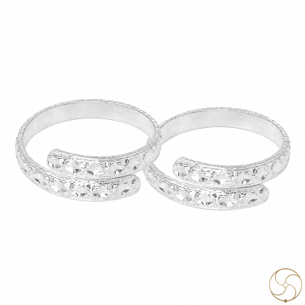 999 Silver Chokor Booti Index Toe Ring Pair