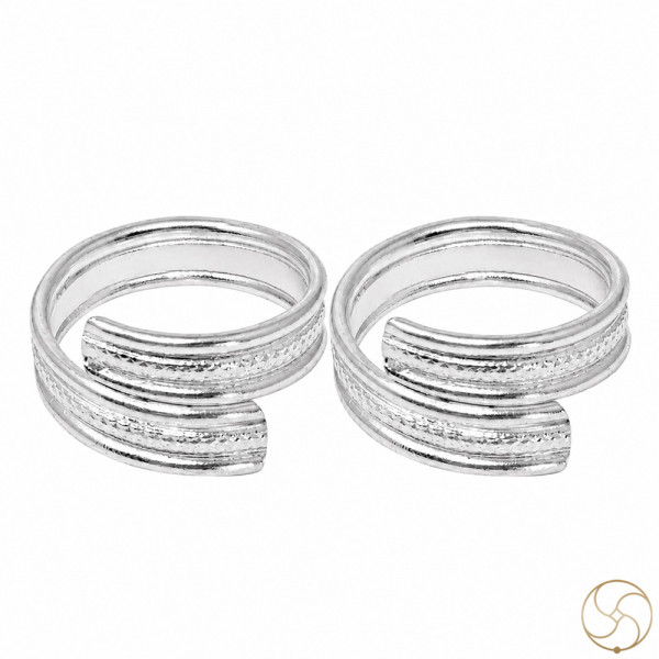 Image of 99.9% Silver Bel Mala Big Toe Ring Pair