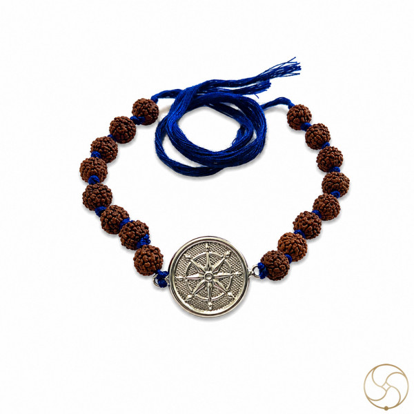 Image of 99.9% Silver Compass Charm with Rudraksha Bead Rakhi
