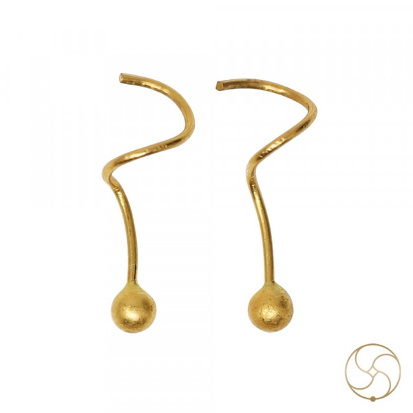 Image of 99.9% Gold Bindumani Kundal Pair (1.55gm)  - स्वर्ण बिंदुमणि कुण्डल जोड़ी