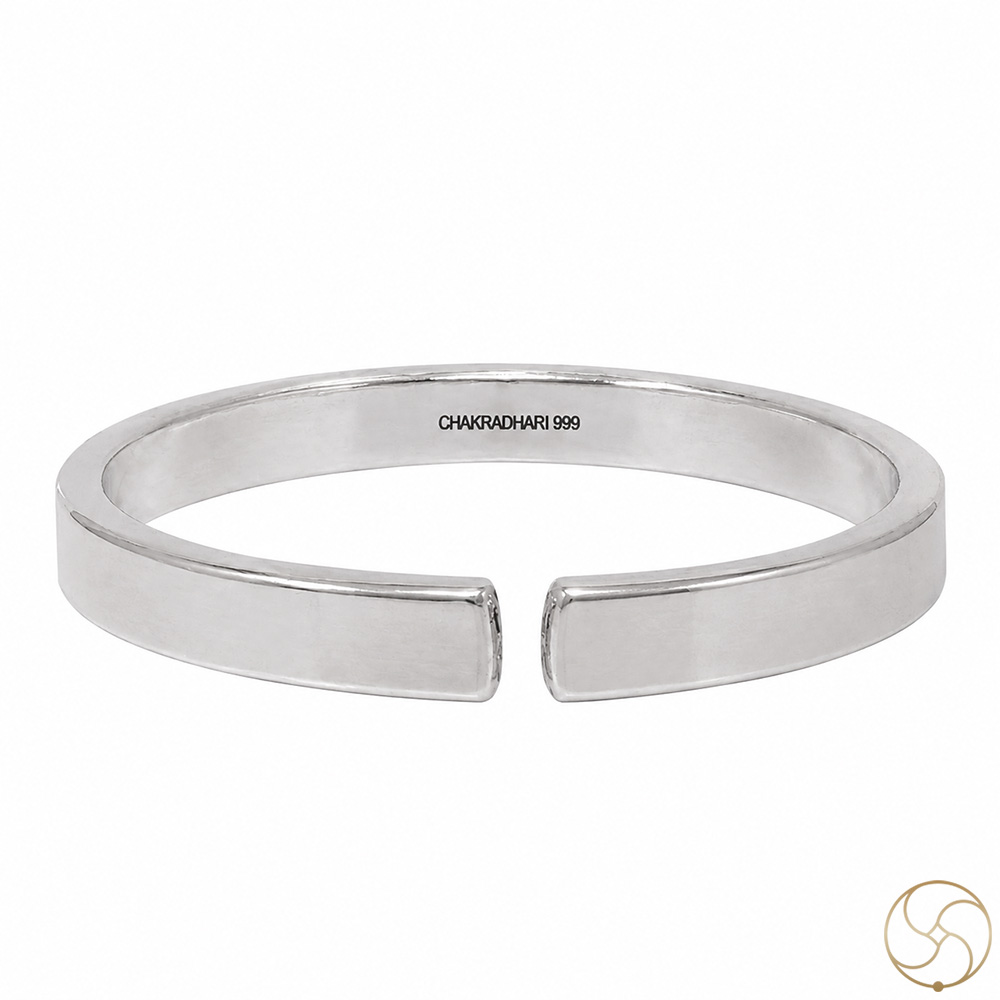 999 Silver Flat Bangle for Men  Women