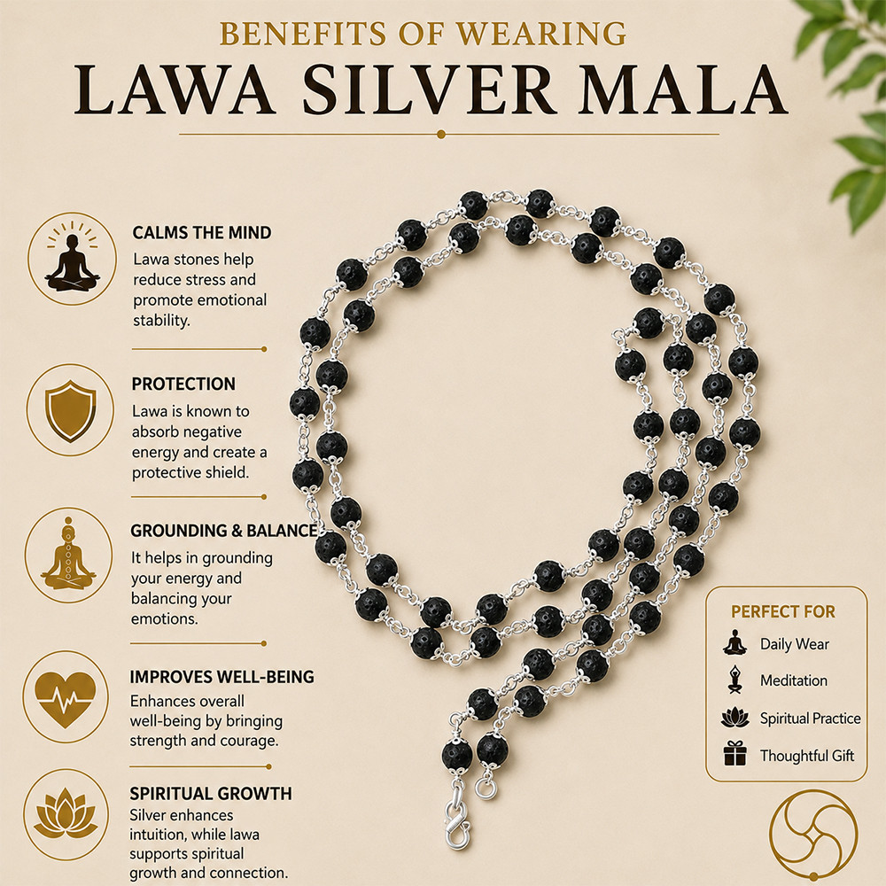 999 Pure Silver Lawa Wearing Mala 6mm - 999      