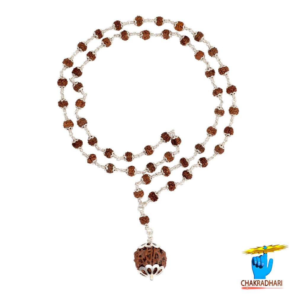 Rudraksha Mala In Silver Cap Wearing 541 beads 541
