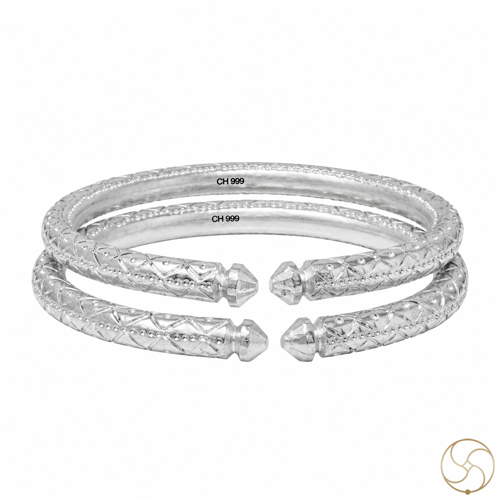 999 Silver Floral Design Leg Bangle