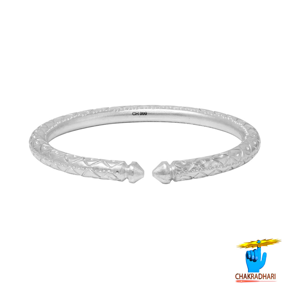 999 Silver Floral Design Leg Bangle Pair 200 Grams