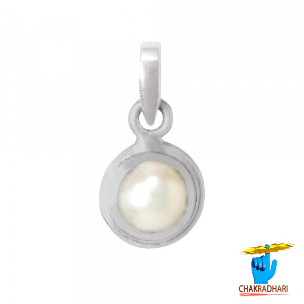 Image of 99.6%  Silver Full Moon Pearl Pendant - शुद्ध चाँदी पूर्णिमा मोती लॉकेट