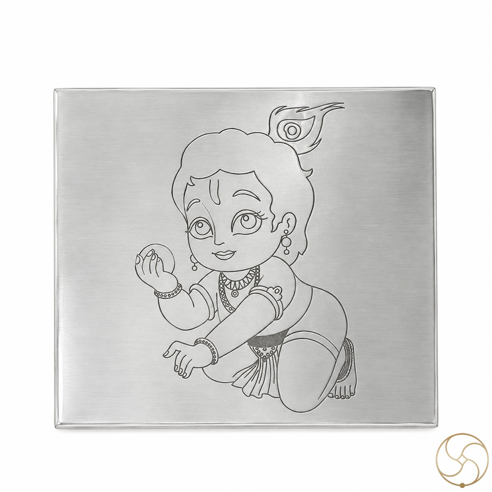 999 Silver Platter with Laddu Gopal Marked