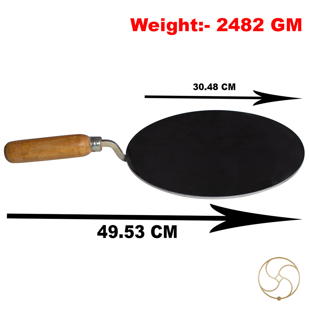 Kalay Iron Plain Dosa Tawa Single Handle 12 Inch
