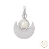 99.6% Silver Half Moon with Pearl Pendant - चाँदी अर्धचंद्र मोती लॉकेट