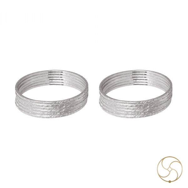 Image of 99.9% Silver Bangles (12 Piece Set) 111gm (1 bangle 9.25gm approx) -चाँदी चूड़ियाँ  (12 चूड़ी जोड़ा)