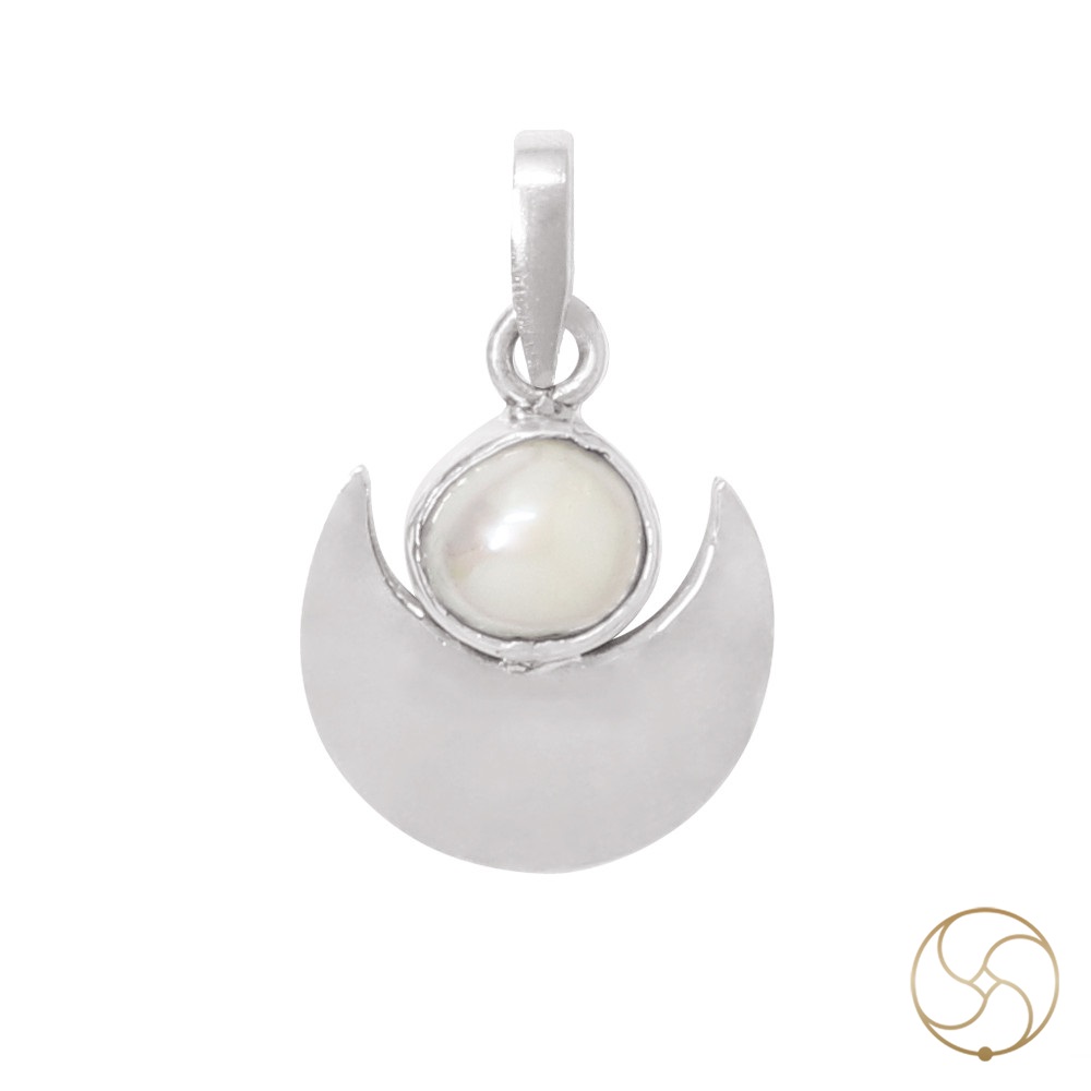 996  Silver Full Moon Pearl Pendant -     